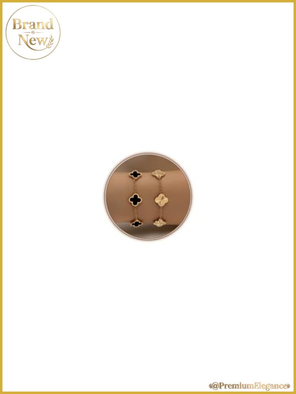 18K Gold Plated Clover Lucky Bracelet for Women Men Stainless Steel Flower Link